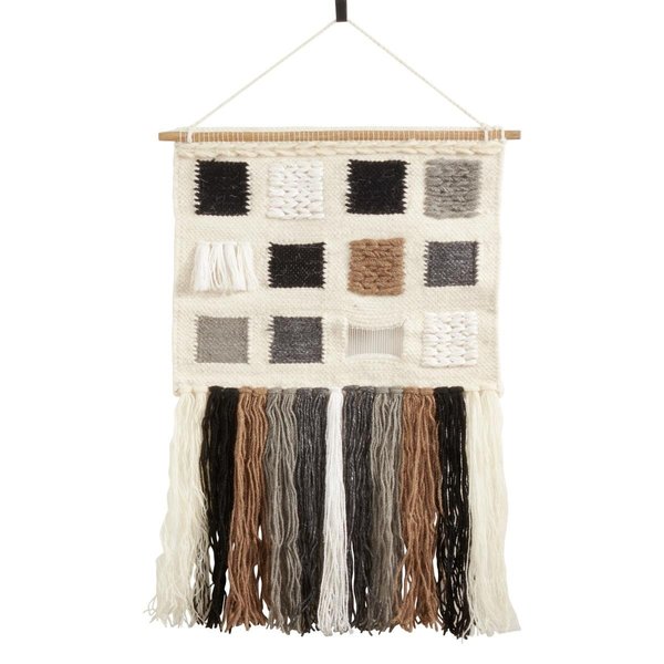 Saro Lifestyle SARO Textured Woven Wall Hanging with Long Tassels Multi Color WA986.M